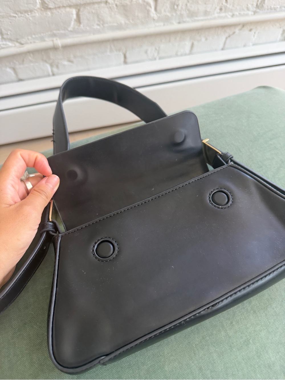 Zara Black Shoulder Bag with Gold Accents - Picture 7 of 9